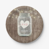 Mason Jar & String Lights Rustic Barn Wood Wedding Papieren Bordje (Voorkant)