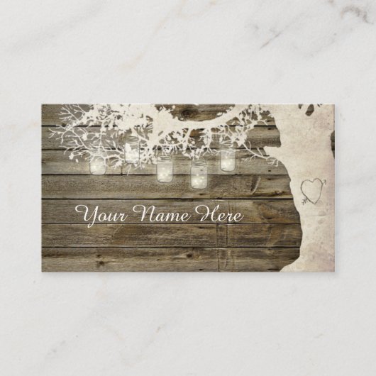 Mason Jar String Lights Rustic Tree Place Card Plaatskaartje (Voorkant)