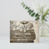 Mason Jar String Lights Rustic Tree Save the Date Aankondigingskaart (Staand voorkant)