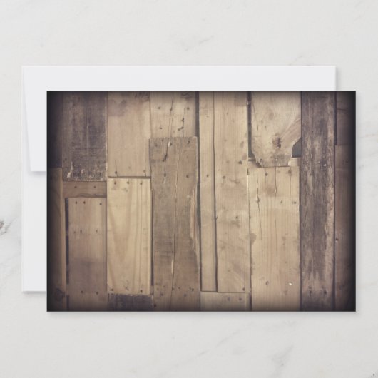 Mason Jar String Lights Rustic Wood Wedding Invite Kaart (Achterkant)