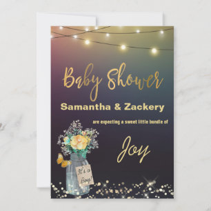 *~* Mason Jar String Lights Rustiek Baby shower Kaart