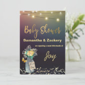 *~* Mason Jar String Lights Rustiek Baby shower Kaart (Staand voorkant)