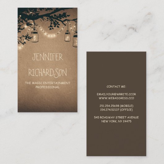 Mason Jar String Lights Rustiek Visitekaartje (Voorkant / Achterkant)