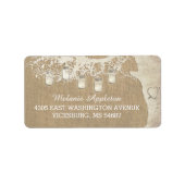 Mason Jar String Lights Rustieke Burlap Tree Etiket (Voorkant)