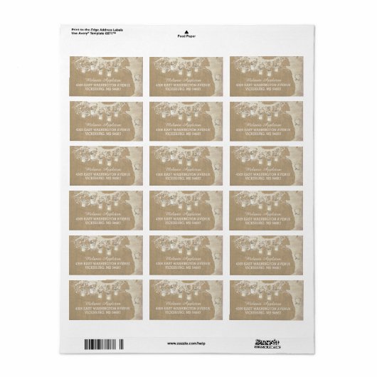 Mason Jar String Lights Rustieke Burlap Tree Etiket (Full Sheet)