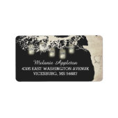 Mason Jar String Lights Rustieke Burlap Tree Grijs Etiket (Voorkant)