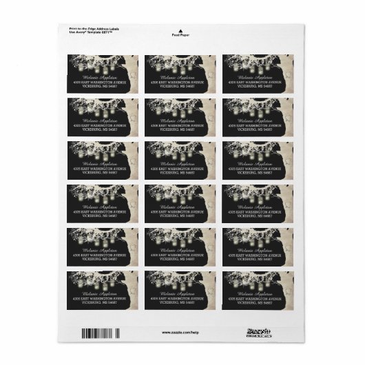 Mason Jar String Lights Rustieke Burlap Tree Grijs Etiket (Full Sheet)