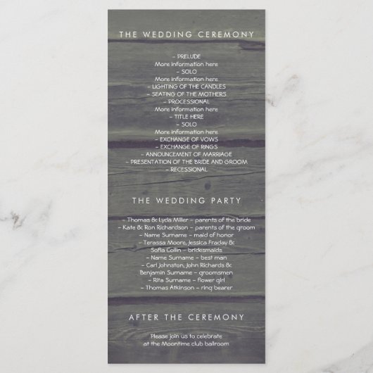 Mason Jar String Lights Rustieke Trouwprogramma's Programmakaart (Achterkant)