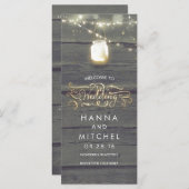 Mason Jar String Lights Rustieke Trouwprogramma's Programmakaart (Voorkant / Achterkant)