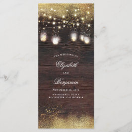 Mason Jar String Lights Rustieke Trouwprogramma's Programmakaart