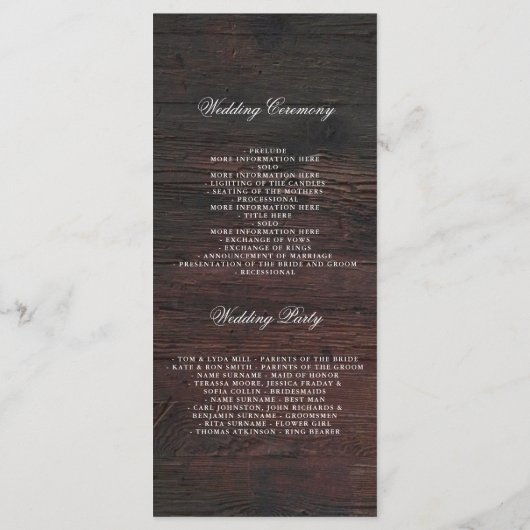 Mason Jar String Lights Rustieke Trouwprogramma's Programmakaart (Achterkant)