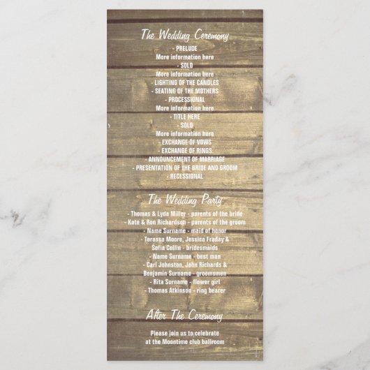 Mason Jar String Lights Rustieke Trouwprogramma's Programmakaart (Achterkant)