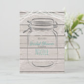 Mason Jar & String Lights Rustieke uitnodiging (Staand voorkant)