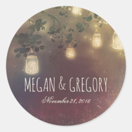 Mason Jar String Lights takken rustieke bruiloft Ronde Sticker