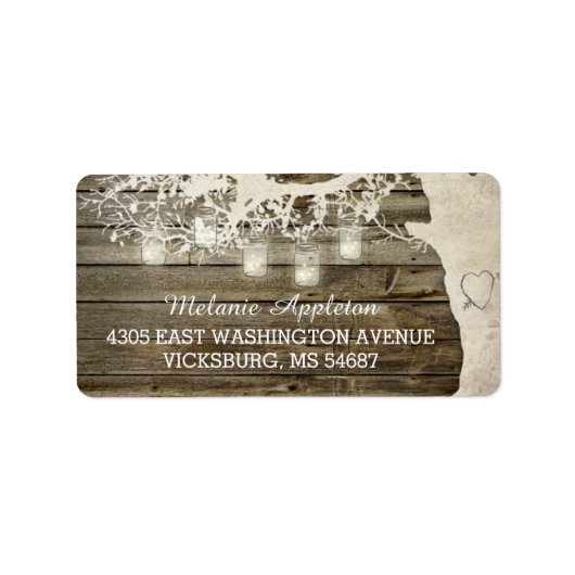 Mason Jar String Lights Tree Barn Wood Etiket (Voorkant)