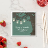 Mason Jar String Lights Tree Blauwgroen servetten (Insitu)