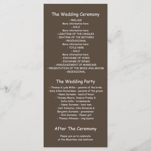 Mason Jar String Lights Tree Blue Trouwprogramma's Programmakaart (Achterkant)