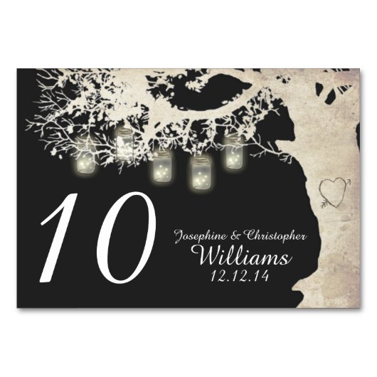 Mason Jar String Lights Tree Tafelnummer (Voorkant)