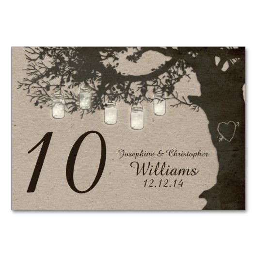 Mason Jar String Lights Tree Tafelnummer (Voorkant)