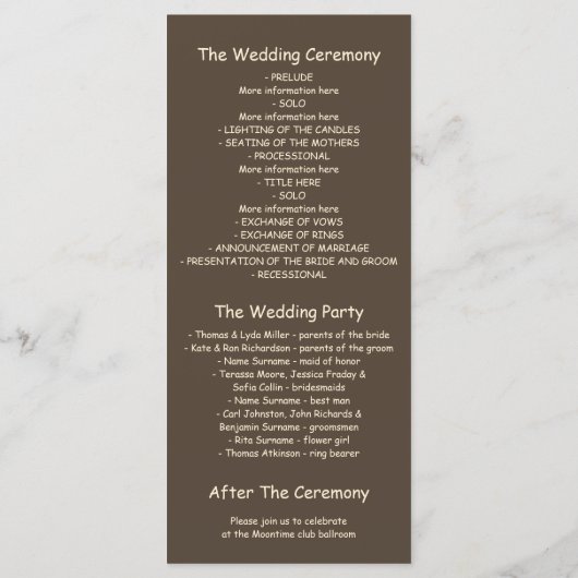 Mason Jar String Lights Tree Trouwprogramma's Programmakaart (Achterkant)