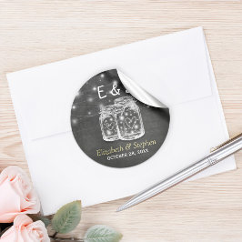Mason Jar String Lights Wedding Favor Dank je Ronde Sticker