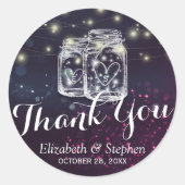 Mason Jar & String Lights Wedding Favor Dank je Vierkante Sticker (Voorkant)