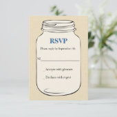 Mason Jar Style 2 Wedding RSVP - Blauw Kaartje (Staand voorkant)