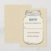 Mason Jar Style 2 Wedding RSVP - Blauw Kaartje (Voorkant / Achterkant)