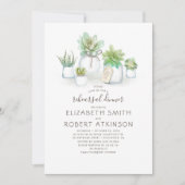 Mason Jar Succulenten Rustiek repetitie diner Kaart (Voorkant)