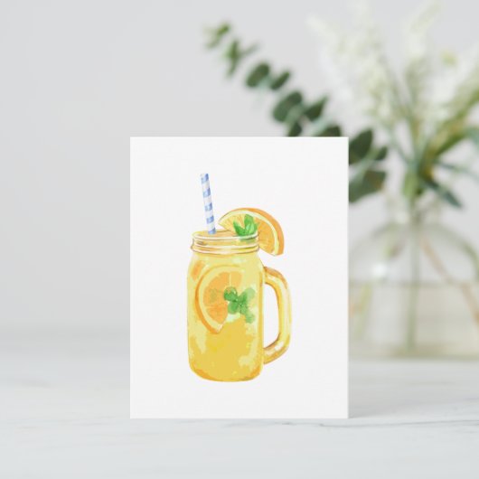 Mason Jar Summer Sun Ice Tea in Waterverf (Staand voorkant)