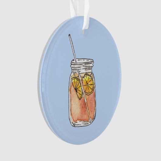 Mason Jar Summer Sun Ice Tea in Waterverf Ornament (voorkant)