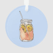 Mason Jar Summer Sun Ice Tea in Waterverf Ornament (achterkant)