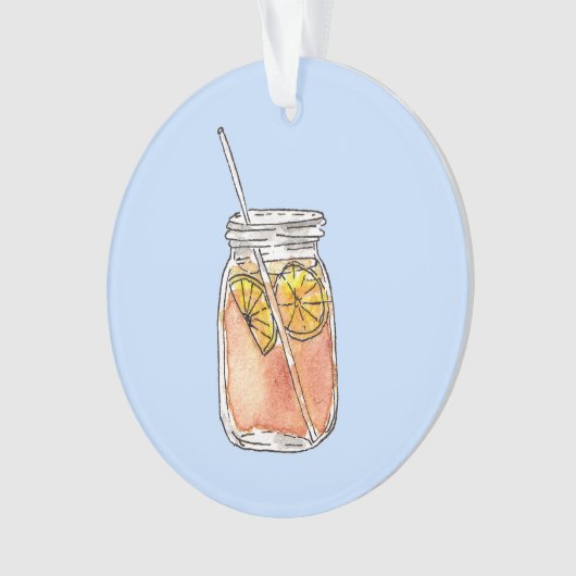 Mason Jar Summer Sun Ice Tea in Waterverf Ornament (voorkant)