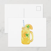 Mason Jar Summer Sun Ice Tea in Waterverf Uitnodiging Briefkaart (Voorkant / Achterkant)