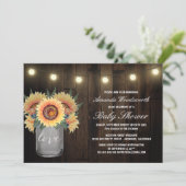 Mason Jar + Sunflower Baby Shower Invitaties Kaart (Staand voorkant)