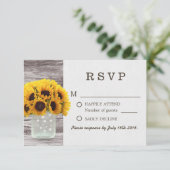 Mason Jar Sunflower Barn Wood Weddenschap RSVP (Staand voorkant)
