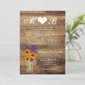 Mason Jar Sunflower Barn Wood Wedding Invitting Kaart (Staand voorkant)