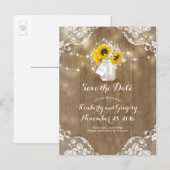 Mason Jar Sunflower Bouquet Rustic Save the Date Aankondigingskaart (Voorkant / Achterkant)