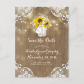 Mason Jar Sunflower Bouquet Rustic Save the Date Aankondigingskaart (Voorkant)