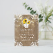 Mason Jar Sunflower Bouquet Rustic Save the Date Aankondigingskaart (Staand voorkant)