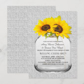 Mason jar sunflower bruiloft nodigt zonnen uit8 kaart (Voorkant / Achterkant)