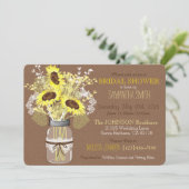 Mason Jar Sunflower Burlap Rustisch Vrijgezellenfe Kaart (Staand voorkant)