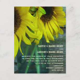 Mason Jar Sunflower Fall Wedding Invitation Kaart