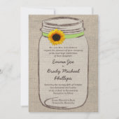 Mason Jar & Sunflower Wedding Invitation - Groen Kaart (Voorkant)