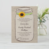 Mason Jar & Sunflower Wedding Invitation - Groen Kaart (Staand voorkant)