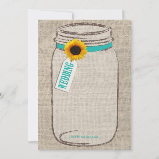 Mason Jar & Sunflower Wedding Uitnodiging (Achterkant)
