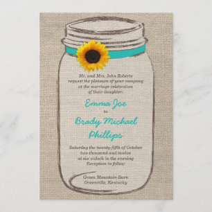 Mason Jar & Sunflower Wedding Uitnodiging