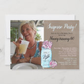 Mason Jar Surprise Birthday Party Invitation Kaart (Voorkant)