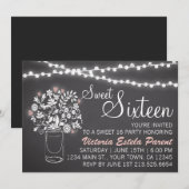 Mason Jar Sweet 16 uitnodiging (Voorkant / Achterkant)