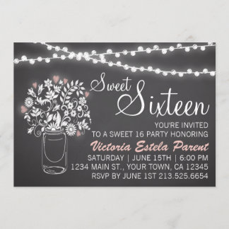 Mason Jar Sweet 16 uitnodiging